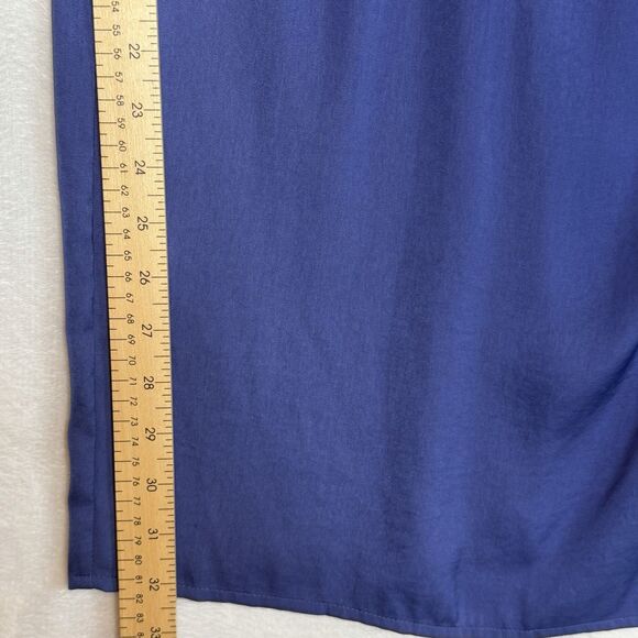 Banana Republic Shirred Waist Slit Midi Skirt Granite Blue Size 4 Slip Skirt - Picture 13 of 15
